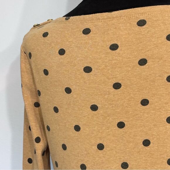 Land's End | Women’s Tan Black Polka Dot Boat Neck Cotton Sweater Top Size S - Picture 8 of 15